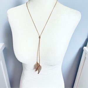 New Boho Bolo Rhinestone Studded Leaf Long Adjustable Necklace